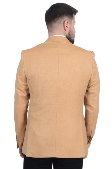 Cengiz İnler Kendinden Desenli Kırlangıç Yaka Torba Cepli Slim Fit Erkek Ceket - Resim 5