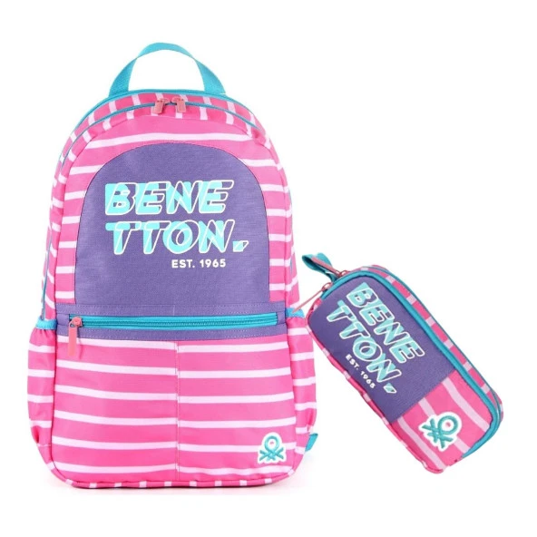 Benetton Laptop Bölmeli Okul Sırt Çantası İki Bölmeli+Kalemlik
