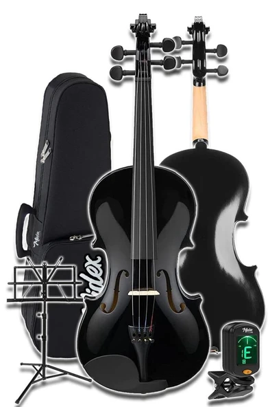 Midex HGA44BK-NTYS Full Siyah Set Keman 4/4 (Nota Sehpası Yastık Tuner Softcase Arşe) - Resim 3