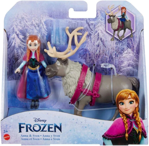 Mattel Disney Frozen Anna Küçük Bebek ve Sven Ren Geyiği Figürü - HLX03