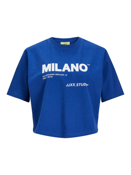 JJXX Jack Jones Bayan Bisiklet Yaka Baskılı Kadın Tişört 12200326 - 6