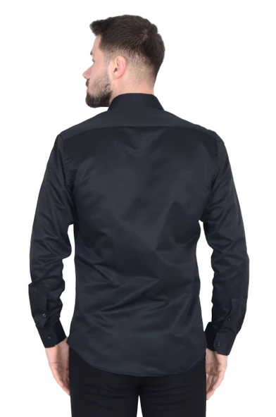 Cengiz İnler İtalyan Yaka Slim Fit Erkek Pamuk Gömlek - 4