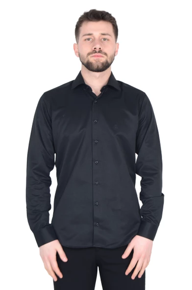 Cengiz İnler İtalyan Yaka Slim Fit Erkek Pamuk Gömlek - 5