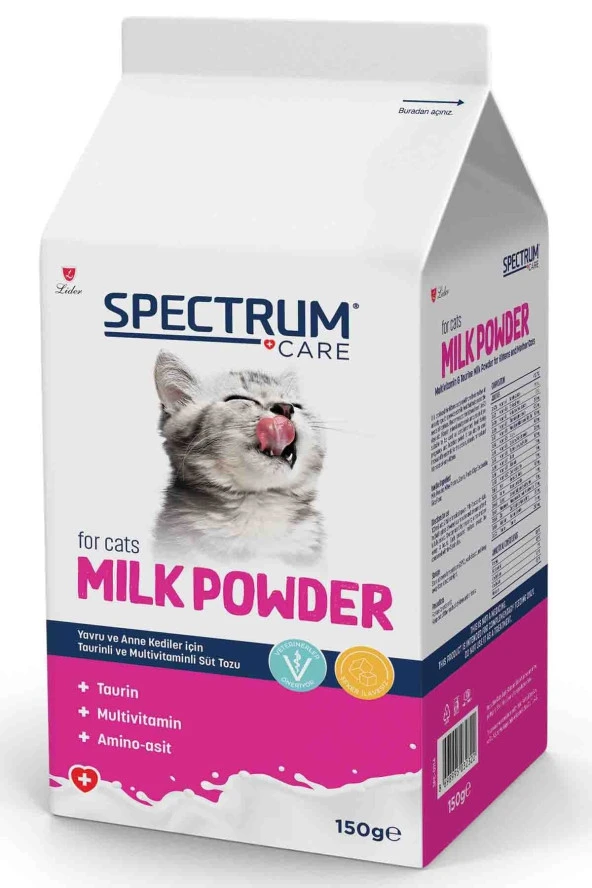 SPECTRUM Care Yavru Kediler İçin Taurin Ve Multivitaminli Süt Tozu 150Gr