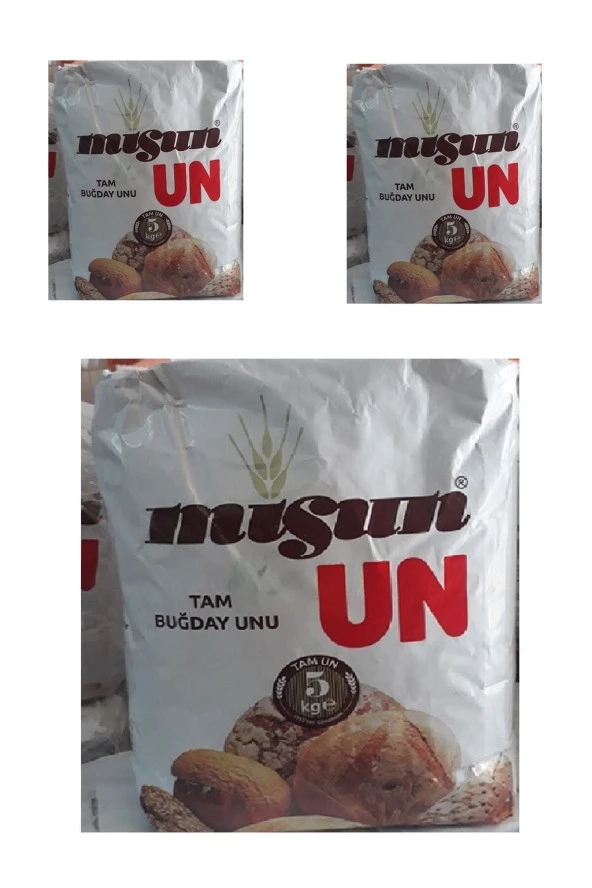 Misun - 3 Adet Tam Buğday Unu, Esmer 5 Kg