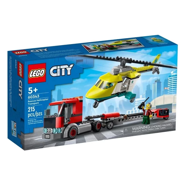 60343 Lego® City - Kurtarma Helikopteri Nakliyesi 215 Parça +5 Yaş