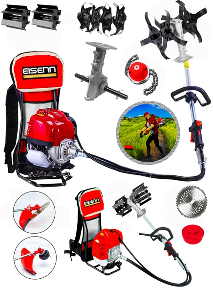 Eisenn Germany 3 In 1 Coppper Motor 20 Hp Sırt Tipi Tırpan + Akrobat Çapa Aparatı + Toprak Eşeleme - 2