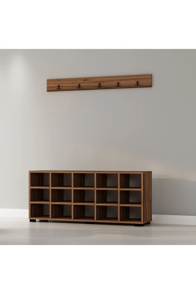 İNARCH DİZAYN AY001 Talu Askılı Ayakkabılık Sandık Ceviz - 4