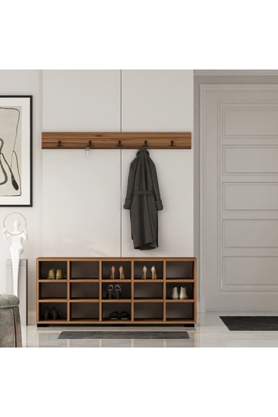 İNARCH DİZAYN AY001 Talu Askılı Ayakkabılık Sandık Ceviz