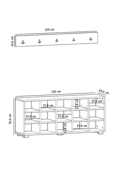 İNARCH DİZAYN AY001 Talu Askılı Ayakkabılık Sandık Ceviz - 6