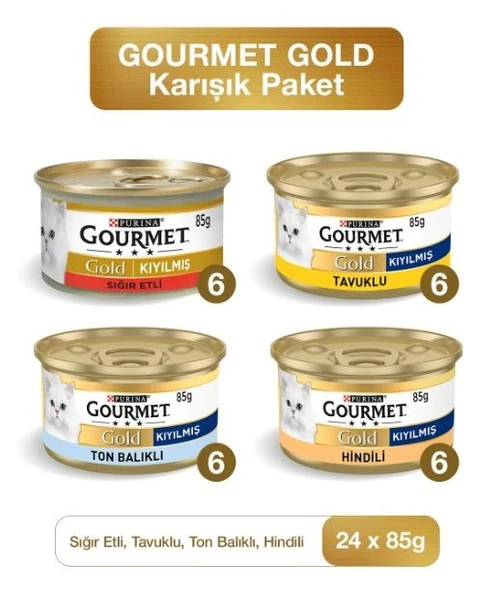 Gourmet Karışık Kıyılmış Konserve Yetişkin Kedi Yaş Maması 24 X 85 Gr ürün görseli