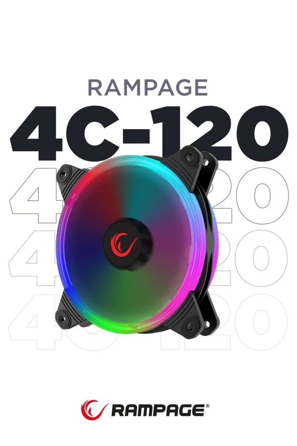 4c-120 12cm Double Ring 5 Renk Ledli Gökkuşağı Rainbow Kasa Fanı