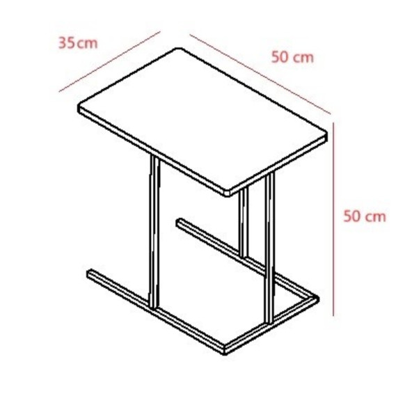 DEKORATİF METAL YAN SEHPA AHŞAP RAFLI KOLTUK YANI SERVİS SEHPASI ÇOK AMAÇLI ZİGON C SEHPA - 6