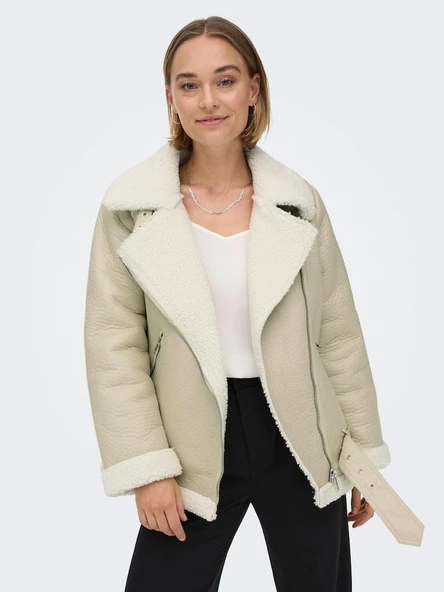 Only Lıs Faux Leather Bond Avıator Kadın Mont 15259949 - 4