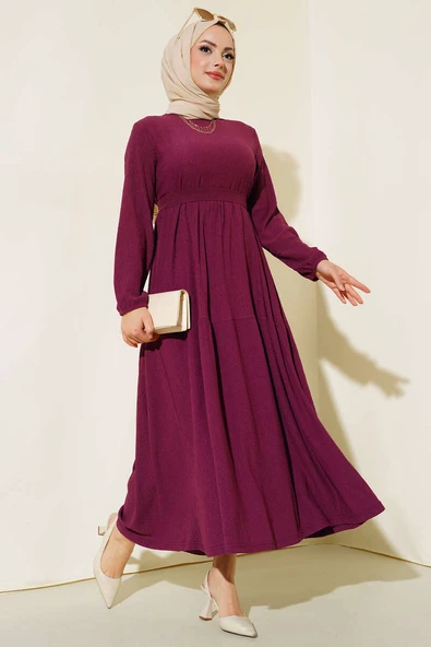 Bürümcük Kat Kat Elbise Mürdüm ürün görseli 1