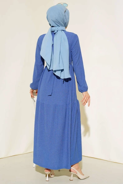 Bürümcük Kat Kat Elbise İndigo - Resim 3