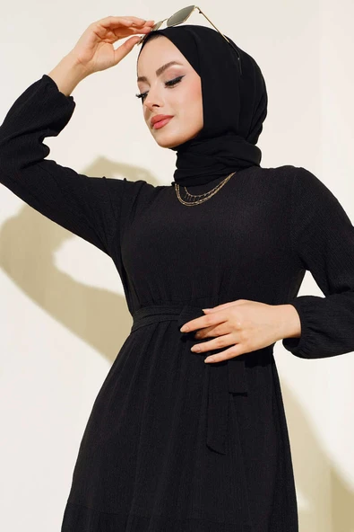Bürümcük Kat Kat Elbise Siyah - 2