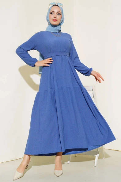 Bürümcük Kat Kat Elbise İndigo ürün görseli 1