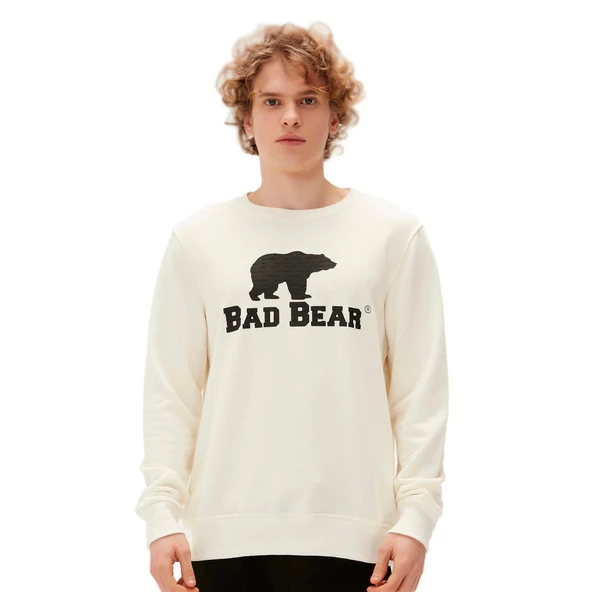 Bad Bear Logo Crewneck Sweatshirt Ekru