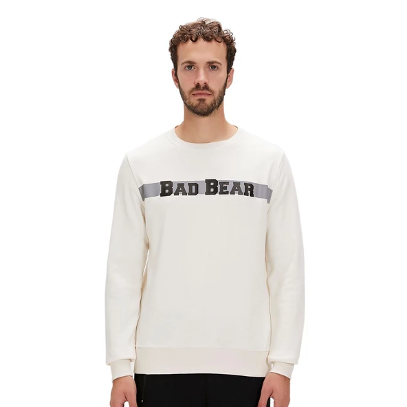 Bad Bear Reflect Bear Crewneck Sweatshirt Ekru