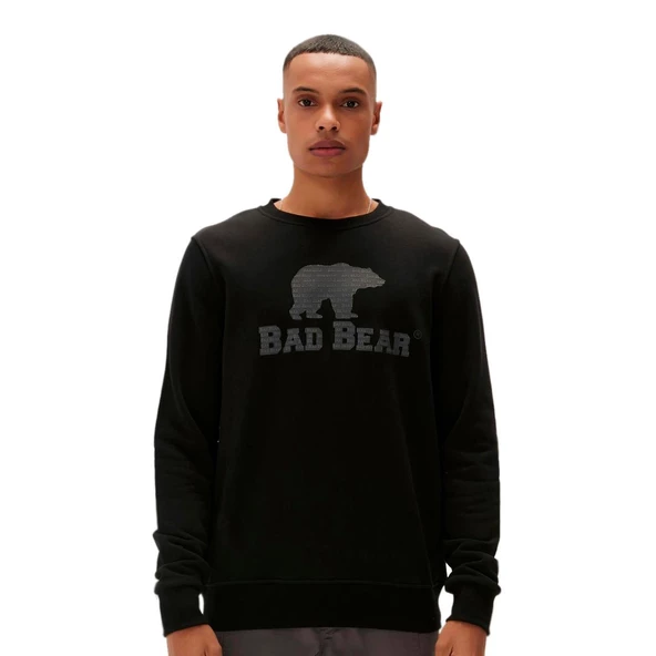 Bad Bear Logo Crewneck Sweatshirt Siyah