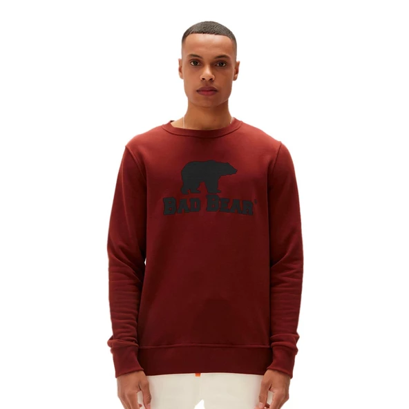 Bad Bear Logo Crewneck Sweatshirt Kahve-Siyah