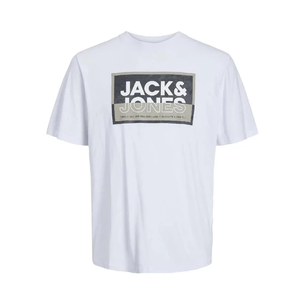 Jack & Jones 12253442 Jcologan Tee SS Crew Neck SS24 Ln Beyaz