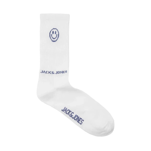 Jack & Jones 12252046 Jacsmiley Logo Tennis Sock Beyaz-İndigo