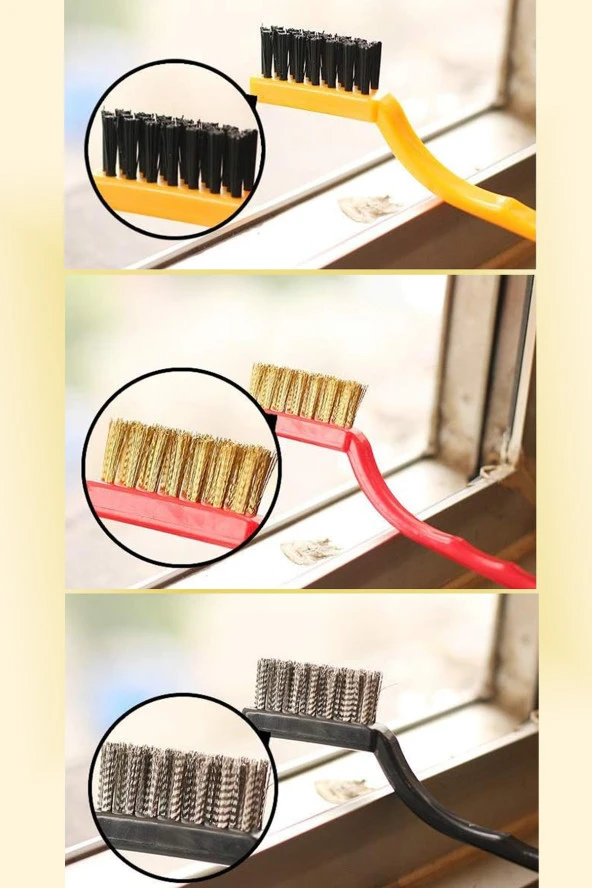 Hayal Sepeti 3lü Tel Naylon Fırça Aspiratör Ocak Banyo Musluk Lavabo Fırın Temizlik Fırça Seti - 8