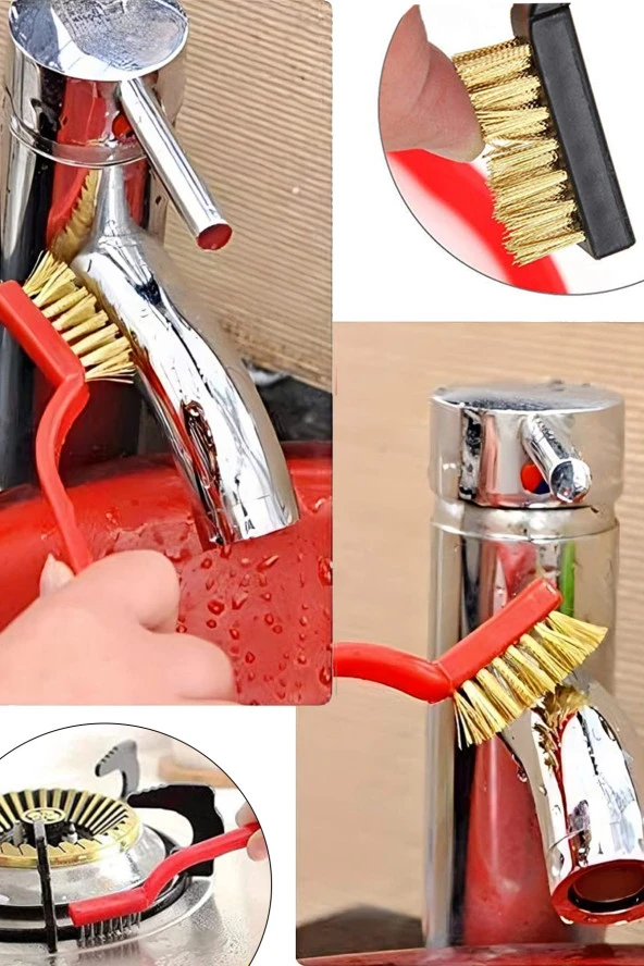 Hayal Sepeti 3lü Tel Naylon Fırça Aspiratör Ocak Banyo Musluk Lavabo Fırın Temizlik Fırça Seti - 10