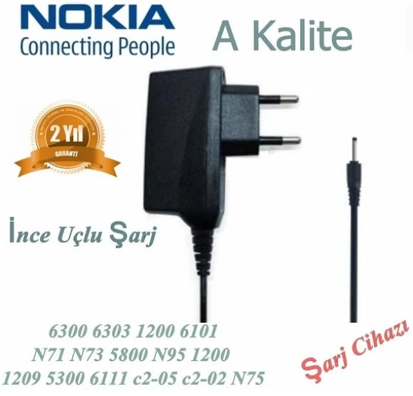 Nokia 6600 ince Uçlu Cep Telefonu Şarj Cihazı Aleti (2 YIL İTHALATÇI Garantili)