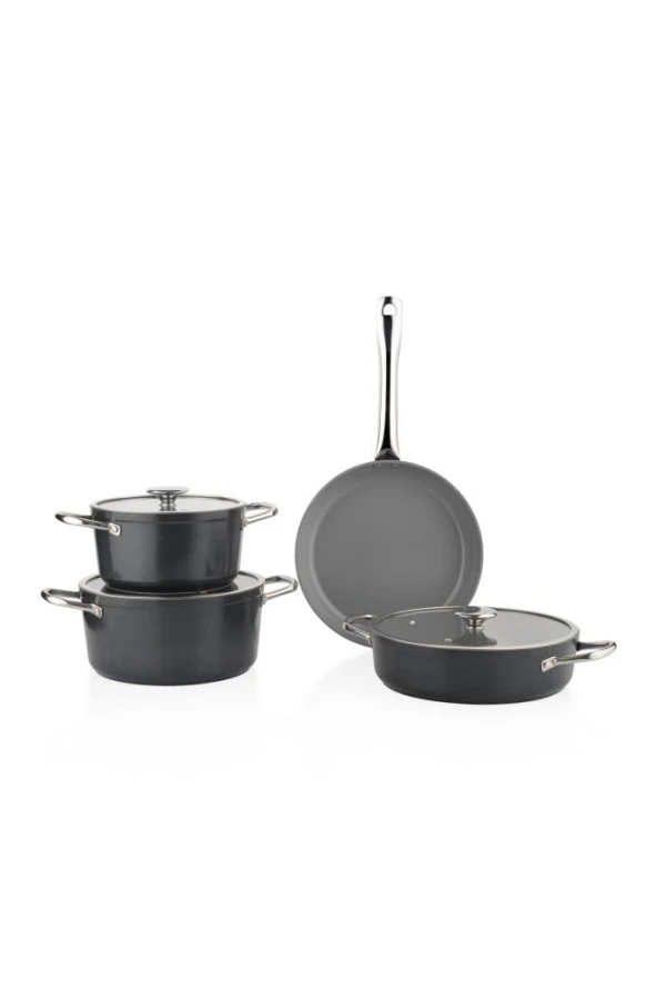 Schafer Gravita Seramik Tencere Seti 7 Parça-Siyah