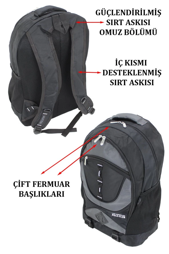 Yarım Dağcı Unisex Sırt Çantası Gri - 4