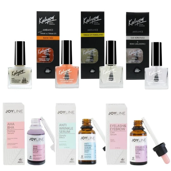 Kalyon Tırnak Güçlendirici,Bakım Yağı,Et Temizleyici,Oje Koruyucu+Joy Line 3 Lü Serum