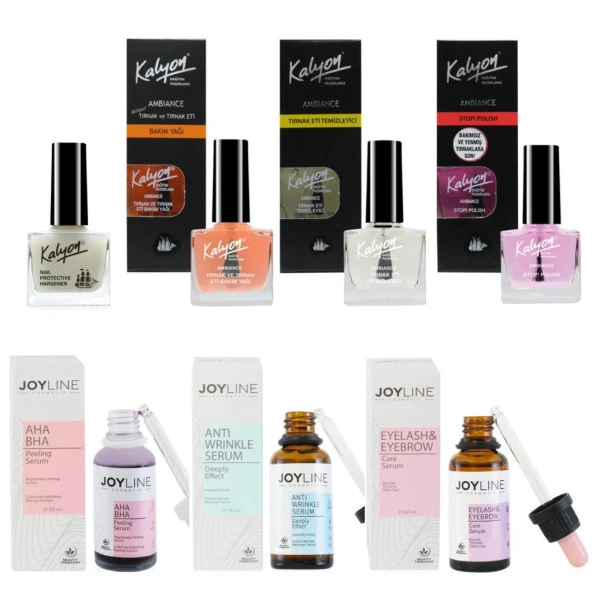 Kalyon Tırnak Güçlendirici,Bakım Yağı,Et Temizleyici,Acı Cila+Joy Line 3 Lü Serum