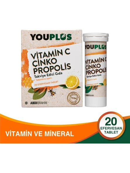 Youplus Vitamin C Çinko Propolis 20 Efervesan ürün görseli 1