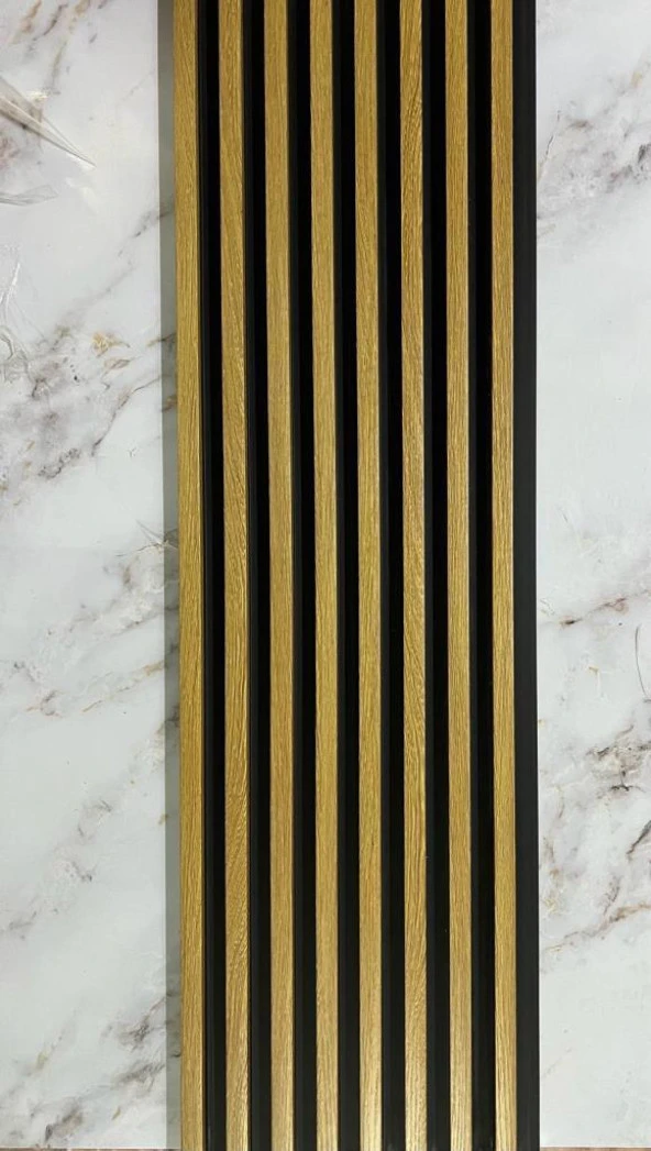 Renkli Duvarlar 16x145cm 1 Adet ATC PVC Çift Renkli Rezene Prefabrik Ofis Dekoratif Pvc Kaplama Lambiri Duvar Paneli - 2