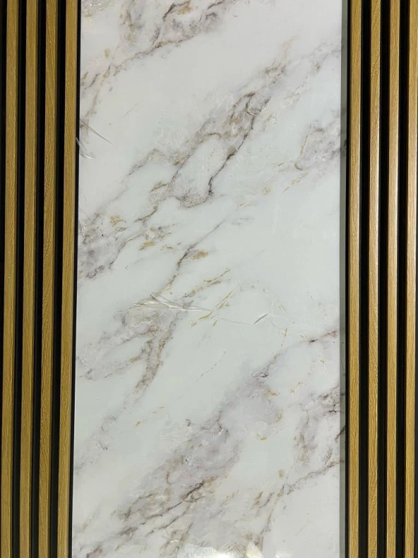 Renkli Duvarlar 16x145cm 1 Adet ATC PVC Çift Renkli Rezene Prefabrik Ofis Dekoratif Pvc Kaplama Lambiri Duvar Paneli - 3