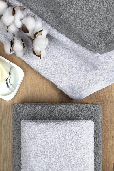 4 lü Banyo Havlusu Takımı Soft Büyük Havlulu Pamuklu Havlu Seti 90X150 Cm Beyaz - 12