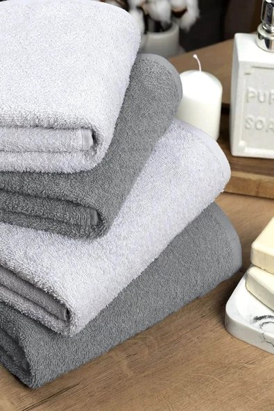 4 lü Banyo Havlusu Takımı Soft Büyük Havlulu Pamuklu Havlu Seti 90X150 Cm Beyaz - 10