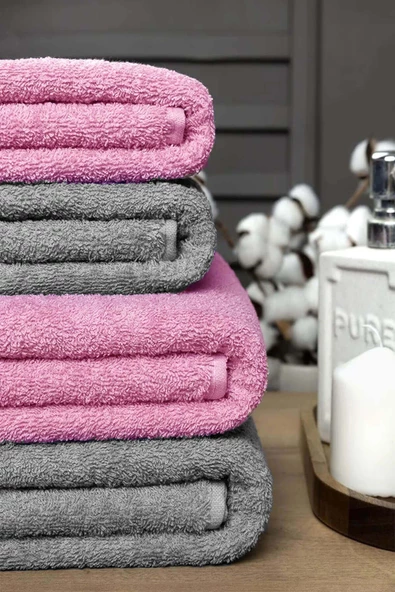 4 lü Banyo Havlusu Takımı Soft Büyük Havlulu Pamuklu Havlu Seti 90X150 Cm - 3