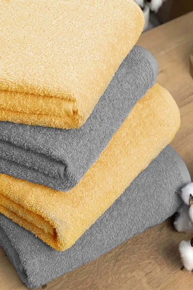 4 lü Banyo Havlusu Takımı Soft Büyük Havlulu Pamuklu Havlu Seti 90X150 Cm - 7