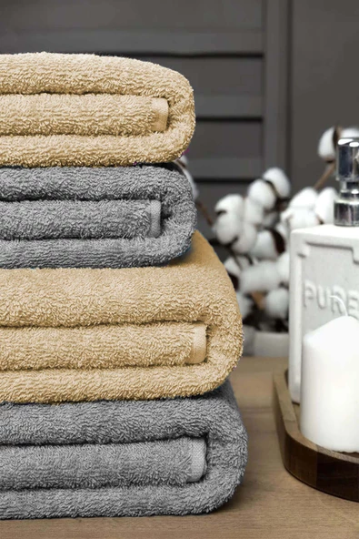 4 lü Banyo Havlusu Takımı Soft Büyük Havlulu Pamuklu Havlu Seti 90X150 Cm - 4