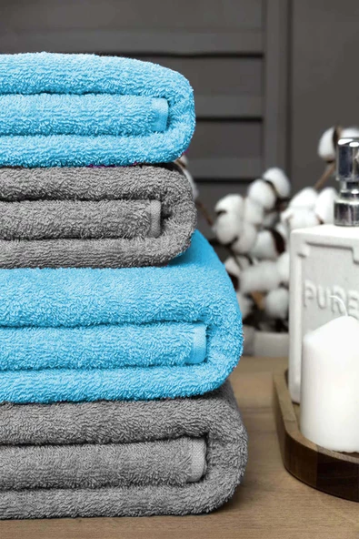 4 lü Banyo Havlusu Takımı Soft Büyük Havlulu Pamuklu Havlu Seti 90X150 Cm - 5