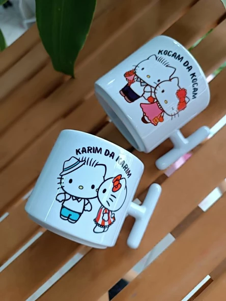 Karım da Karım Kocam da Kocam Hello Kitty Spiderman 2'li Baskılı Kupa Bardak