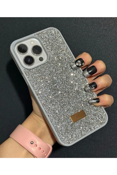İphone 15 Uyumlu Sw İnce Taşlı Elmas Işıltılı Telefon Kılıfı - Resim 12