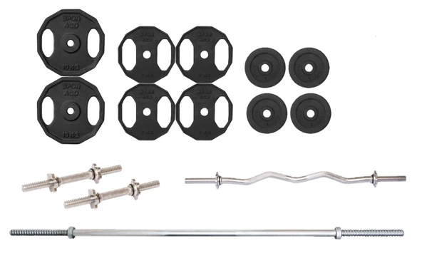 65 Kg Döküm Halter Vidalı Dambıl Set 150 Cm Uzun Bar Ve Z Barlı Set