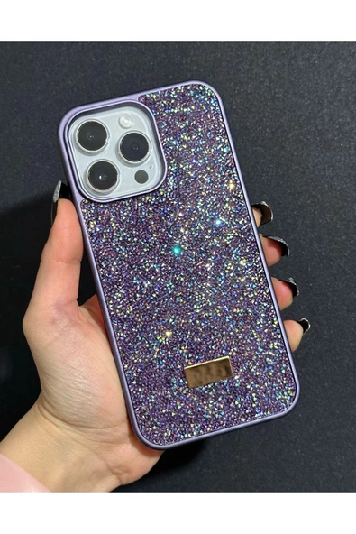 İphone 15 Plus Uyumlu Sw İnce Taşlı Elmas Işıltılı Telefon Kılıfı - Resim 9