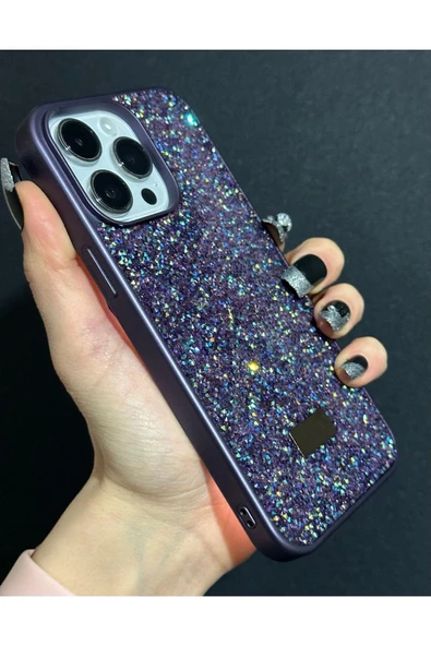 İphone 15 Pro Uyumlu Sw İnce Taşlı Elmas Işıltılı Telefon Kılıfı - Resim 10