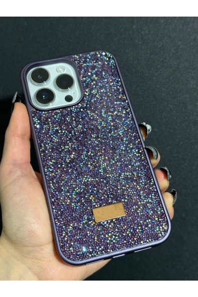 İphone 15 Pro Max Uyumlu Sw İnce Taşlı Elmas Işıltılı Telefon Kılıfı - Resim 11